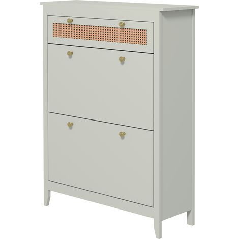 Meuble à chaussures pour 12 paires de chaussures, avec 1 tiroir coulissant, 2 tiroirs à couvercle rabattable, commode à chaussures, 88 x 30 x 120 cm, vert (1/5)