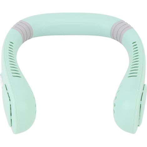 Tragbarer USB-Nackenventilator mit Digitalanzeige, 5 Geschwindigkeitsstufen, ohne Rotorblätter, für Sport und Reisen im Freien (türkis). (1/5)