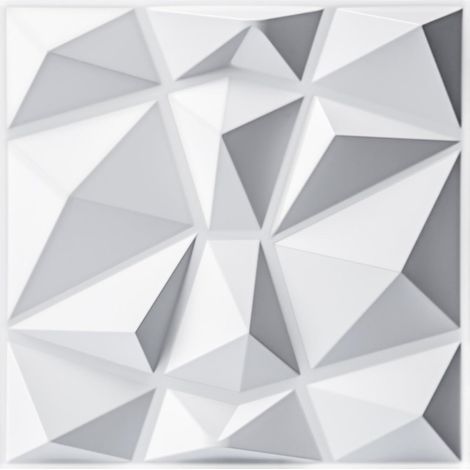 Lot de 20 panneaux muraux 3D motif diamant, PVC haute résistance, 30 x 30 cm, résistants à la déformation, recyclables, imperméables, résistants à la chaleur, sans odeur, blanc mat (1/5)