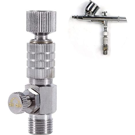 Acoplador de desconexión para aerógrafo, adaptador de conexión rápida con ajuste de flujo de aire, conexión para aerógrafo BSP de 1/8 de pulgada (1/4)
