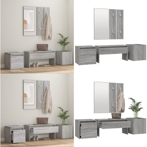 Ensemble de meubles de couloir Sonoma gris Bois d'ingénierie - Banc Entrée - Meuble Couloir - Rangement Hall - Mobilier Salon - Meuble Déco - Home & Living (1/5)