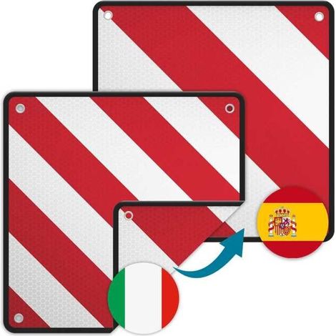 Wiltec Réflecteur de signalisation 2 en 1 – 50 x 50 cm – Panneau avertissement danger pour Italie et Espagne – Homologué pour porte (1/5)