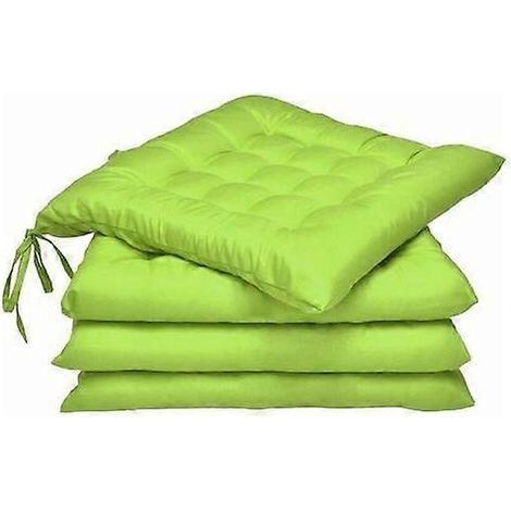 Coussin de chaise – Lot de 4 coussins carrés avec attaches pour chaises d'intérieur ou d'extérieur, 40 x 40 cm, vert pomme (1/5)