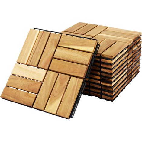 Set of 30x30cm wooden patio tiles, square pattern, Sarrafo, Natural, 30x30x1.9 cm (1/5)