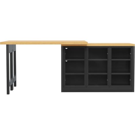 Meuble de rangement combinaison table à manger et meuble latéral structure multifonctionnelle rotation à 360 degrés système (1/5)