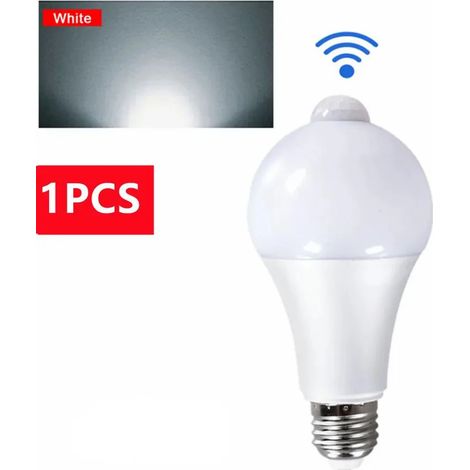 Lampe LED E27 à détecteur de mouvement PIR 15W/18W, éclairage extérieur à induction humaine, blanc froid, idéale pour salon, chambre, couloir ou garage. (1/5)