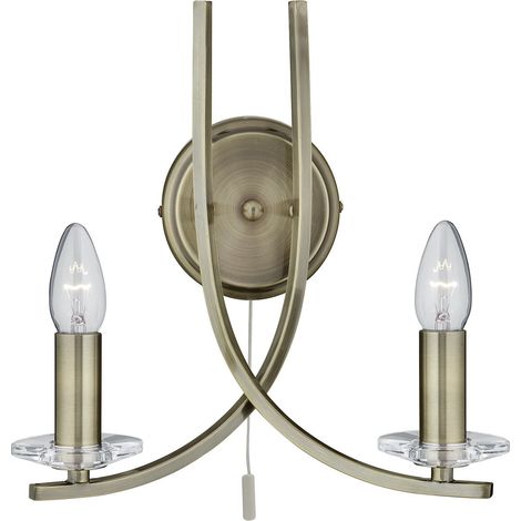 Applique Ascona 2Lt - Metallo e vetro in ottone anticato (1/5)