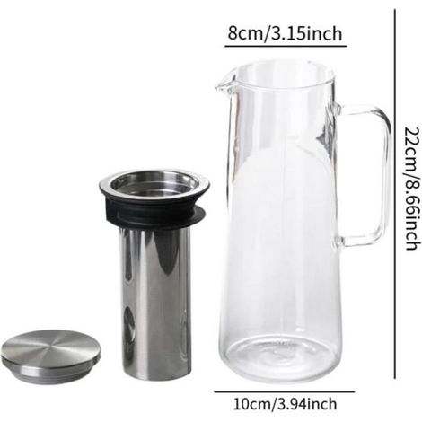 Cafetière à carafe en verre infuseur à thé avec bec verseur pichet polyvalent théière à pour café 1000 ml (1/4)