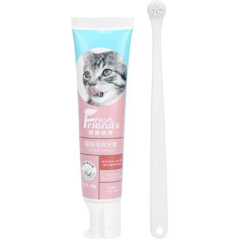2 pièces accessoire de soin dentaire pour chat, brosse à tête souple, dentifrice adapté, hygiène bucco-dentaire féline