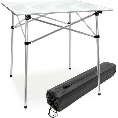 Tavolo da campeggio in alluminio con piano da 70 cm e borsa da trasporto silver 160000539