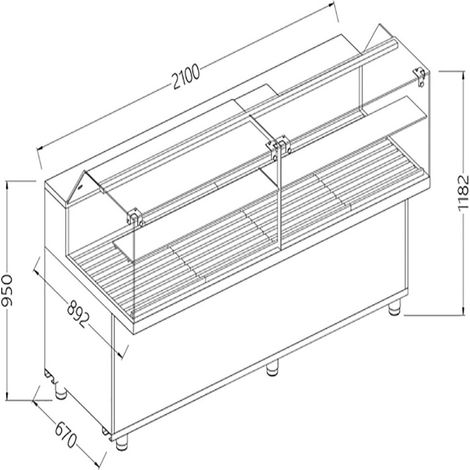 Vitrine snack pour pain vitres- basses 2100mm - Diamond