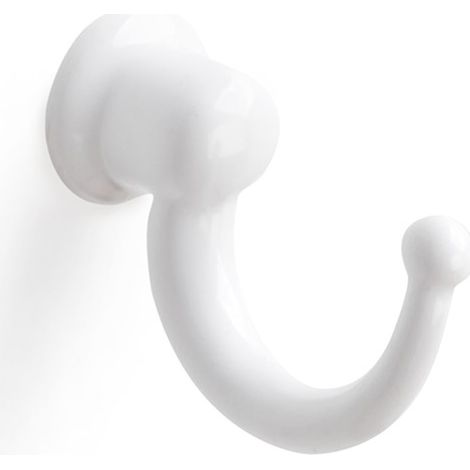 Colgador de pared clásico atornillable con acabado blanco. Dimensiones: 12x29x22 mm -