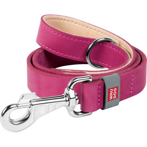 Correa para perros de piel natural waudog, 20 mm de ancho, 122 cm de largo, color rosa.
