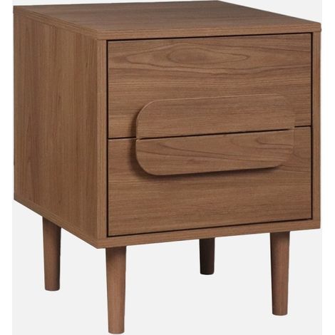 Mesita de noche vintage efecto madera con 2 cajones (1/4)