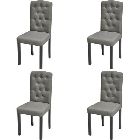 Lot de 4 Chaises Chaises de salle à manger Chaise de cuisine Gris Tissu 56849 (1/5)