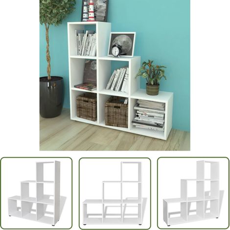 The Living Store Treppenregal Bücherregal 107 cm Weiß - Bucherregal - Treppenregal - Wohnraumgestaltung - Stauraum - Weißes Buchregal (1/5)