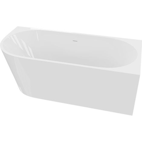 LAVITA Freistehende Eckbadewanne Links Caldera 1600 Acryl 160x75x58cm Weiß Glanz