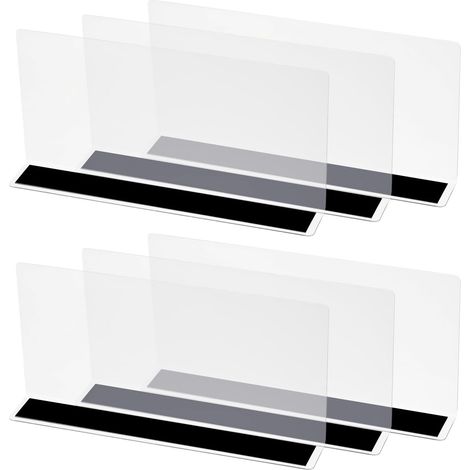 Separateurs D'Etagere en Plastique Organisateur D'Etagre De Placard avec Aimant, 9.8"x4.7" Cloison Separateur pour Supermarche Stockage Cuisine Bureau (Transparent) (1/5)