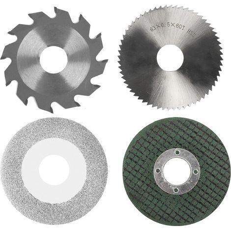 Le jeu de lames de tronçonneuse 4 pièces contient une scie à résine de 2,5 pouces de diamètre 63mm et un alliage d'émeri 60mm 2.5 pouces HSS 2.5 pouces (1/5)