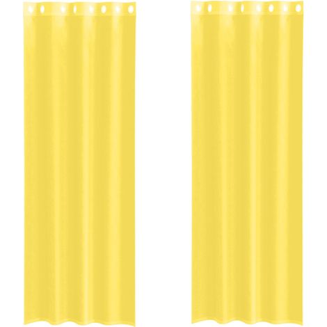 Maison Exclusive - Voile Vorhänge mit Ösen 2 Stk. Gelb (1/5)