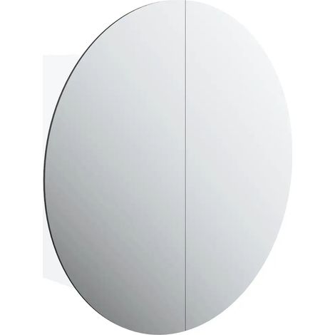 Mobiletto da bagno rotondo con specchio a LED integrato design moderno 40 x 40 x 17,5 cm legno bianco 020047105
