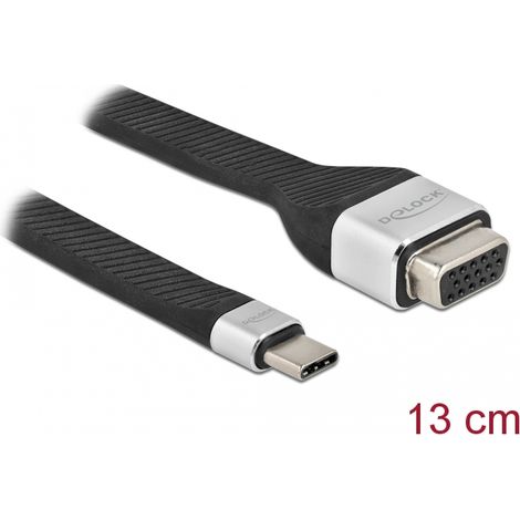 Delock Cable de cinta plana FPC USB Type-Câ¢ a VGA (DP Alt Mode) 13 cm