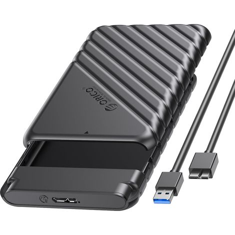 Boitier Disque Dur 2.5'', USB 3.0 Boitier Externe Disque 5Gbps pour SATA HDD et SSD de 2,5'' et 7/9.5 mm, accélération UASP, Trim, sans Outils(Noir-ABS-25PW1) (1/5)