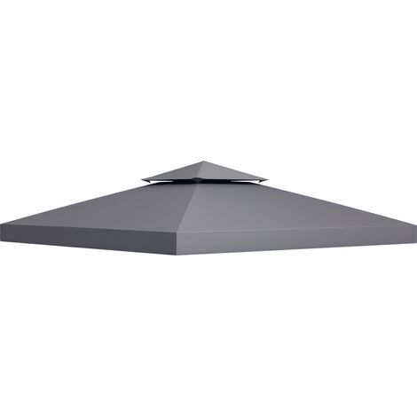 Toit de Remplacement pour pavillon de Jardin Toile de Rechange pour pavillon tonnelle Tente 3 x 3 m Gris