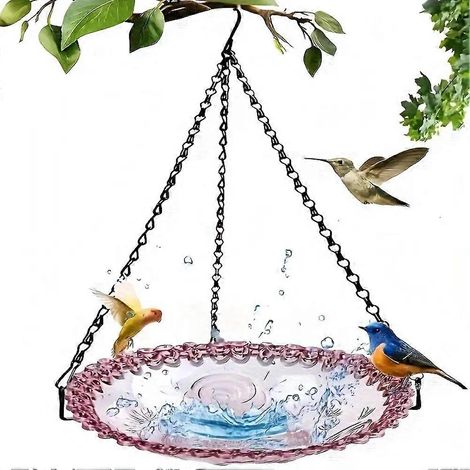Lot de 2 mangeoires suspendues d'extérieur pour oiseaux, décoration de jardin, abreuvoir, distributeur d'eau pour oiseaux, accessoires pour animaux de compagnie, D (1/5)