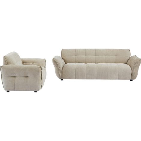 Divano 3 posti e 2 posti in Tessuto chiné Beige - NAPIZO (1/4)