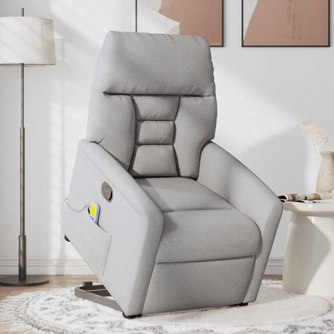 Maison Exclusive - Poltrona Alzapersona Massaggi Reclinabile Grigio Nuvola Tessuto (1/5)