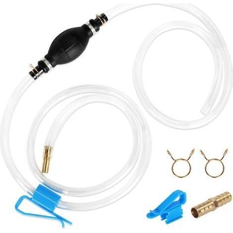 USHOP Pompe a Eau Manuelle,Pompe à Essence Manuelle,Pompe Siphon,Longueur de Tuyau 1.2 m + 0.8 m,Apporter avec tête de Tuyau métallique,pour Transfert Essence, Huile, Diesel et Carburant (1/4)