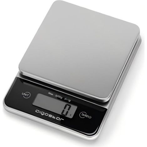 Balance de cuisine numérique  5 kg en acier inoxydable, haute précision 0,1 g, pour la cuisine et la pâtisserie, fonction tare et conversion d'unités.