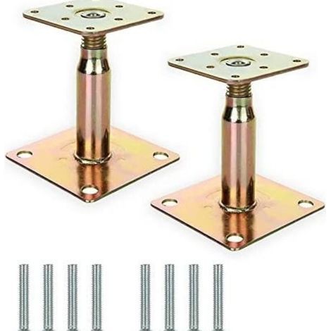 Lot de 2 vérins de support réglables, 10 à 16,5 cm, mini vérins à vis pour escaliers, porches, poutres de toit, galvanisés (1/4)
