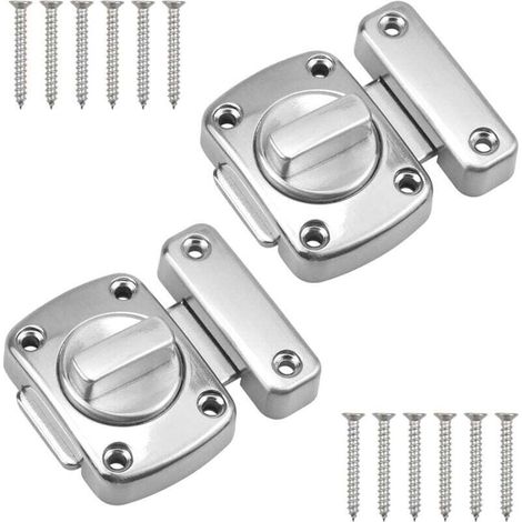Loquet de Porte Sécurité Rotatif Verrou Cabine en Alliage Zinc Serrure Tournante avec Vis pour d'armoire Salle Bain, Argent, 40 mm 55 mm 12,5 mm (1/4)