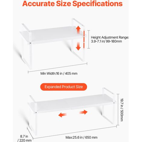 Étagère à épices pour armoire extensible à 2 niveaux, réglable en hauteur de 99 à 180 mm, organiseur d'assaisonnement pour comptoir… (1/5)