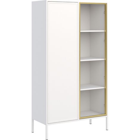 Selsey Velveto – Vitrine zweitürig mit Glasfront, 90 cm, Weiß (1/5)