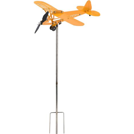 Girouette métal Artisanale Piper J3 Cub modèle 32x28cm jaune mount incluse décoration jardin cadeau pour amateurs aviation (1/5)