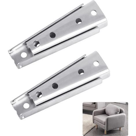 2 pares de pernos de hierro de 120 x 47 mm para sofá, cierre antideslizante para sofá, conectores de muebles duraderos, fácil instalación para cabecero de cama, sofá, silla, oficina, hogar - Plateado (1/5)