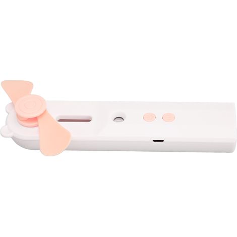 Ventilateur brumisateur portable à 2 vitesses, rechargeable, petit format, idéal pour la maison, le bureau et les voyages (rose). (1/5)