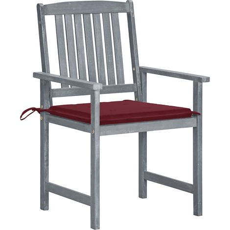 Lot de 8 Chaises de jardin et de camping avec coussins, Chaises de relaxation, Bois d'acacia solide Gris OIB7724E (1/5)
