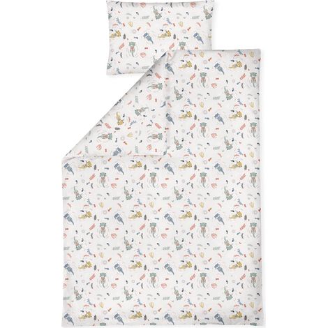 Parure de lit pour Enfant en Jersey 100 x 135 cm + 40 x 60 cm - 2 pièces - Housse de Couette et taie d'oreiller - 100% Jersey de Coton - avec Fermeture éclair (1/5)