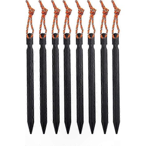 10er-Pack schwarze 18 cm Heringe für Zelte, Planen und Outdoor-Aktivitäten – leichte und robuste Befestigungen, ideal für Camping und Abenteuer. (1/5)