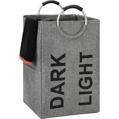 80L Paniers à linge, Pliable Sac à linge, Pliage Grande Capacité Corbeilles à linge 45 x 27 x 54 cm(Gris) (1/5)