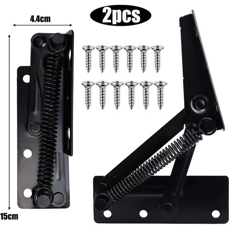 (noir - lot de 2) Charnières à ressort robustes pour tiroirs et portes de placards pliants, supports supérieurs relevables, outils de réparation (1/5)