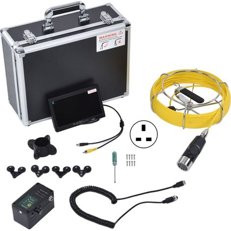 Endoscope tuyau d'eau 7 pouces, caméra d'inspection vidéo à 2 objectifs, endoscope étanche 20m/65,6ft avec prise UK 100-240V (1/5)