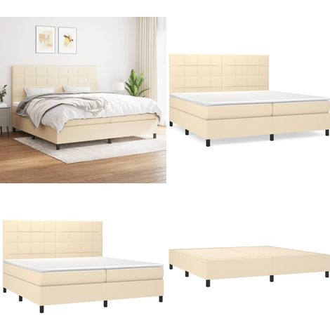Boxspringbett mit Matratze Creme 200x200 cm Stoff - Boxspringbett - Doppelbett - Cremefarbenes Bett - Bettrahmen - Matratze - Home & Living