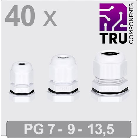 TRU COMPONENTS TC-13448636 Kabelverschraubung  PG7, PG9, PG13  Polyamid Weiß 40 St.