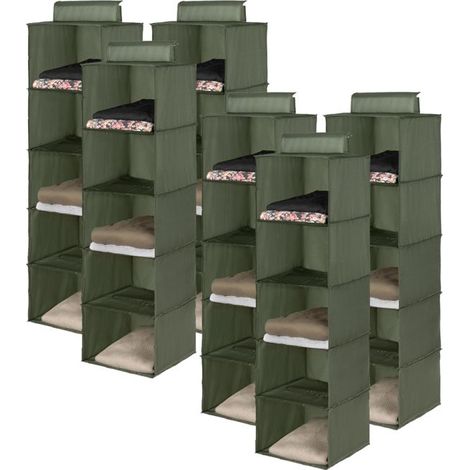 Étagère suspendue - JUANIO - 105x30x30 cm - 5 compartiments - plastique recyclé - Vert (1/4)