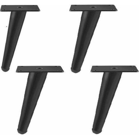 4 pièces meubles cône incliné support canapé pieds meuble TV pieds meubles cône fer pieds (pieds coniques obliques noir mat 12cm) (1/4)